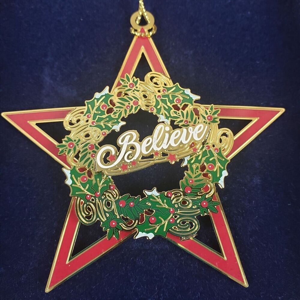 CheMart Star Believe Wreath Ornament Christmas Beacon Design Made in USA